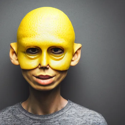 Image similar to human with lemon head