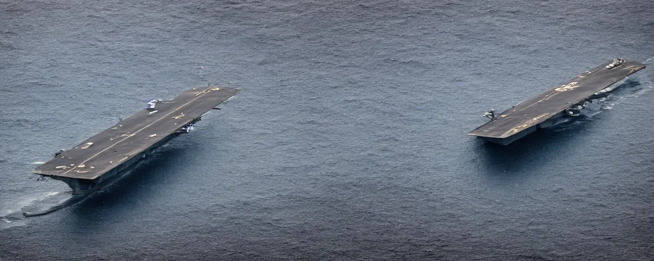Image similar to low angle cinematic of abandoned aircraft carrier in the middle of endless black sand beach in iceland, rivers