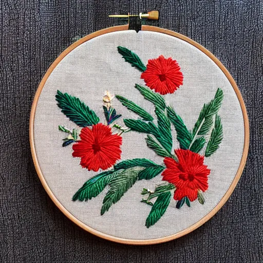 Prompt: floral embroidery