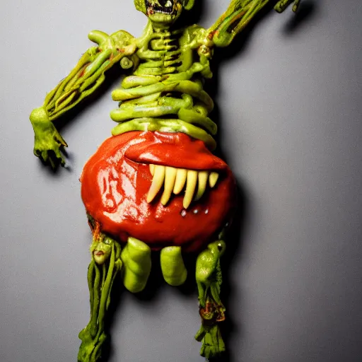 Image similar to a humanoid bipedal upright zombie that strongly resembles a hamburger, professional food photography