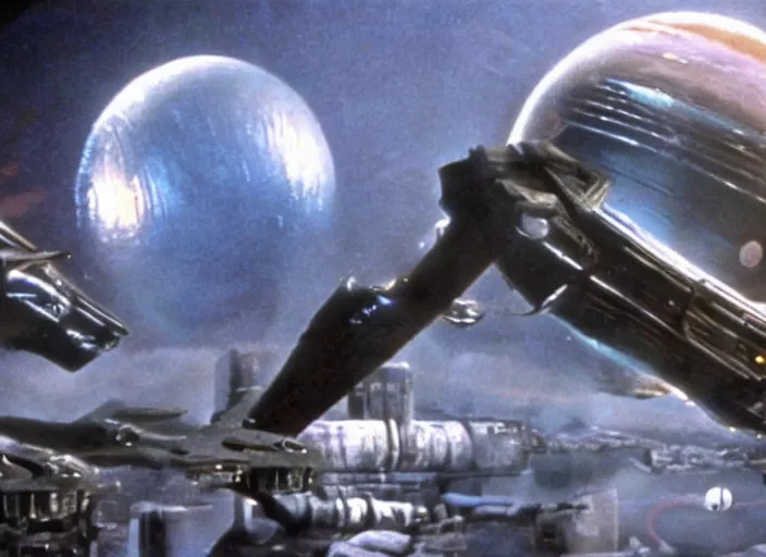 Prompt: a still from a 1 9 8 0 s sci - fi movie, with special effects by ilm and douglas trumbull, imax