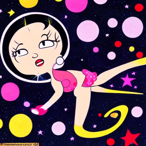 Image similar to Liminal space in outer space, Betty Boop style, colorized