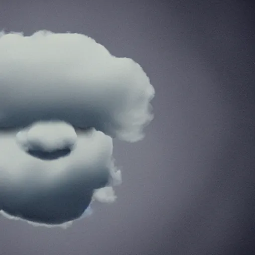 Prompt: a cloud with an angry realistic face made by cloud on it