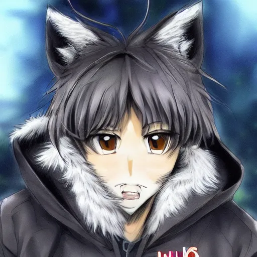 Prompt: key anime visual portrait of an anthropomorphic anthro wolf fursona, in a jacket, with handsome eyes, official modern anime art