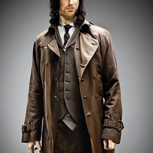 Image similar to dark trenchcoat sawn off shotgun