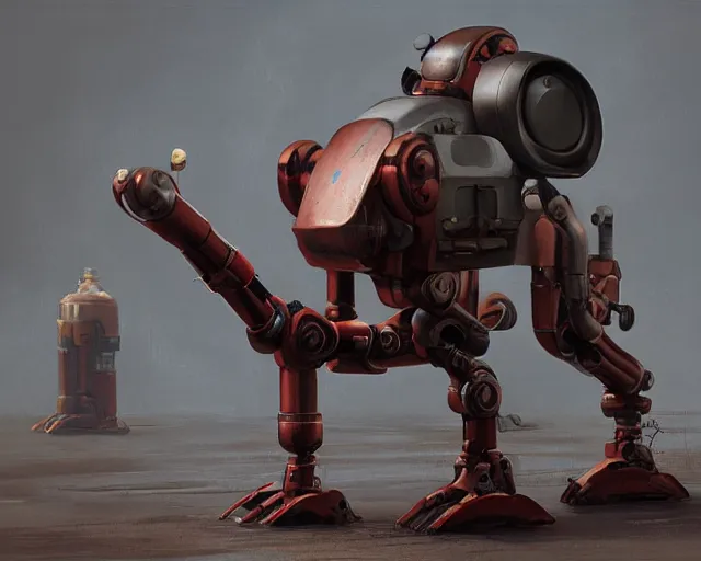 Prompt: dachshund robot, droid, mechanical, machine, flesh, octane render, concept art, luka mivsek, ruan jia