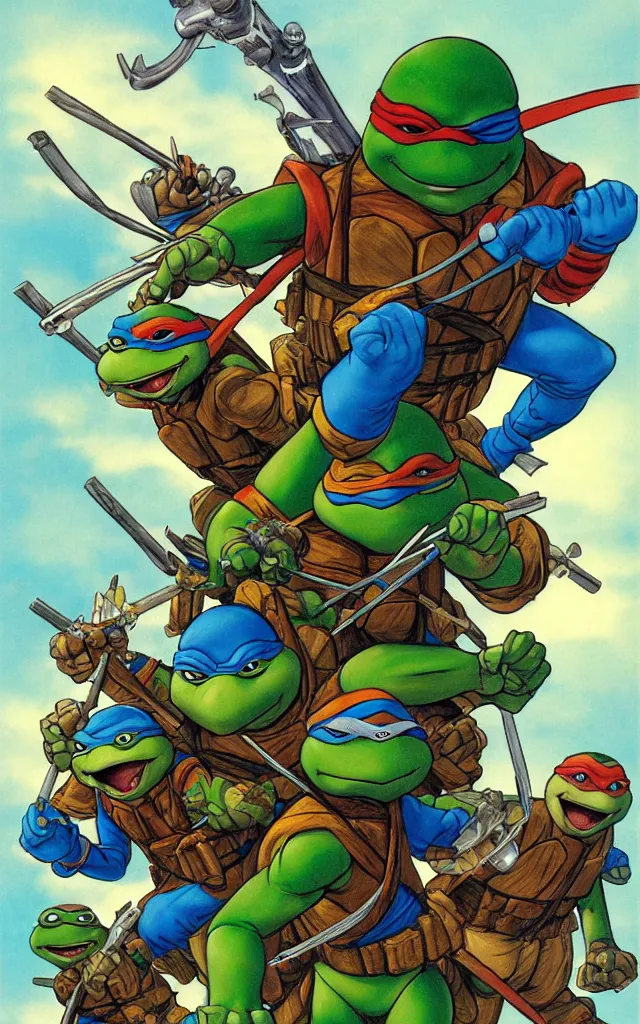 Image similar to teenage mutant ninja turtle design by drew struzan