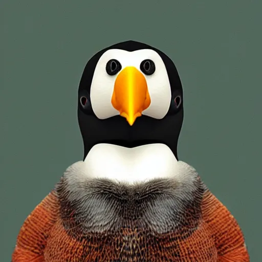 Image similar to portrait photo of Pingu the penguin made from everyday 3d objects, Perfect beak, extremely high details, realistic, by Giuseppe Arcimboldo, Edward Hopper, Rene Margitte