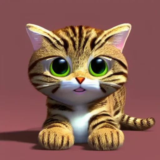 Image similar to pixar movie, brown tabby cat, 3 d, pixar _ tabby _ cat