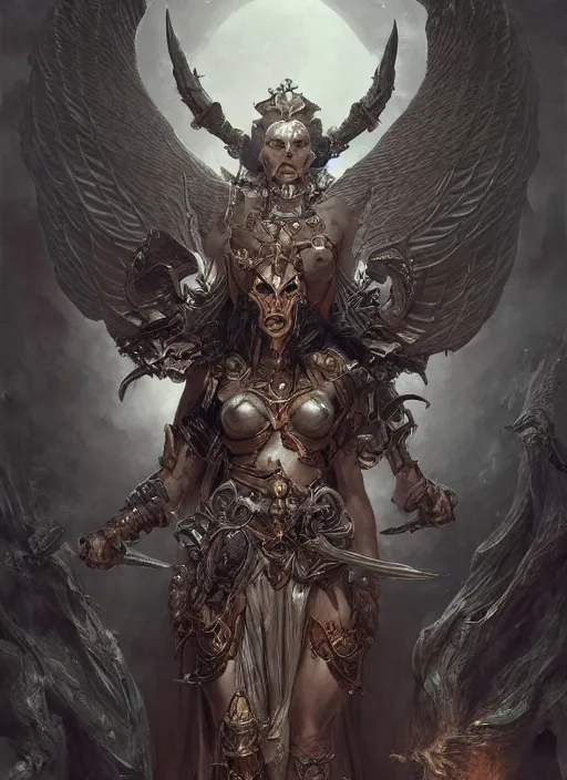 Image similar to digital _ painting _ of _ goddess of death _ by _ filipe _ pagliuso _ and _ justin _ gerard _ symmetric _ fantasy _ highly _ detailed _ realistic _ intricate _ port