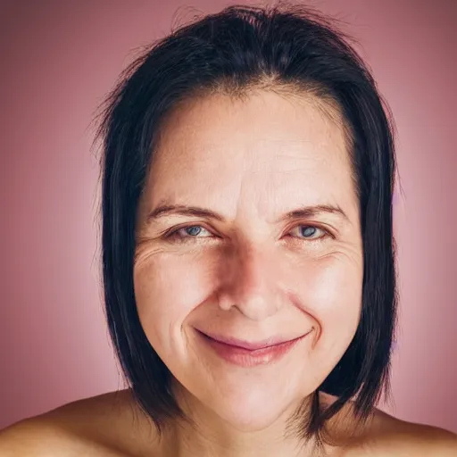 Prompt: face of a shy smiling woman, coherent, symmetrical, studio photo, soft light