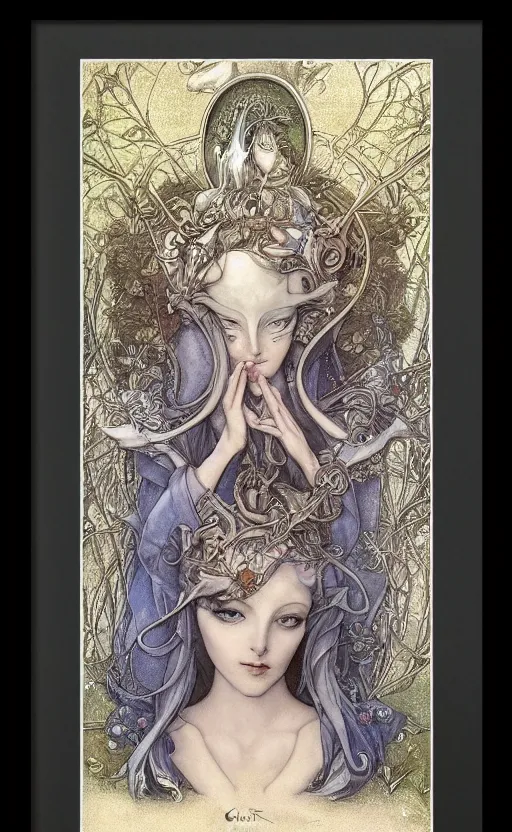 Image similar to art nouveau framed print by brian froud, goddess of winter