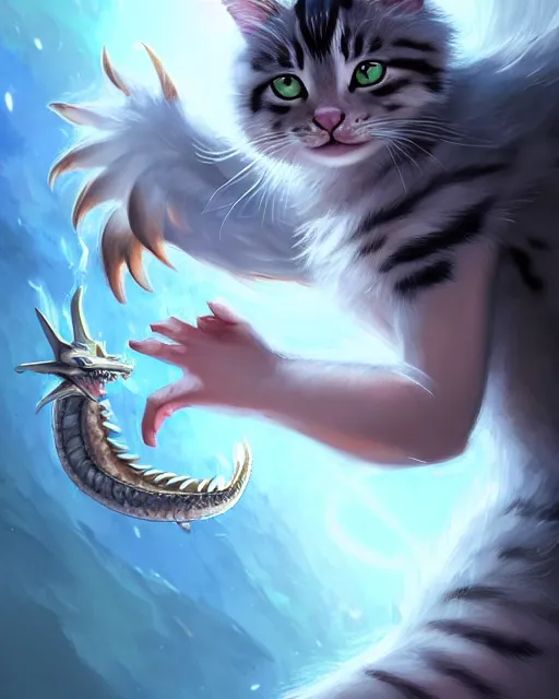 Image similar to young male cat showing off there dragon powers | | cute - fine - face, fluffy, pretty face, wizard, key visual, realistic face, detailed, real life, fine details by stanley artgerm lau, wlop, rossdraws, james jean, andrei riabovitchev, marc simonetti, and sakimichan, trending on artstation