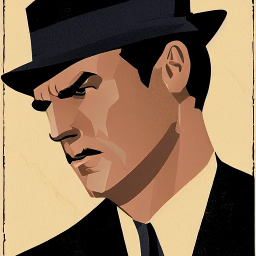 Image similar to Portrait of a 1930’s Pulp Noir Detective in the style of Phil Noto