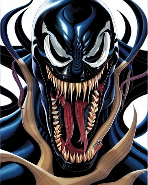 Image similar to a portrait of Venom by Javier Garron, Gerardo Sandoval and Clayton Crain