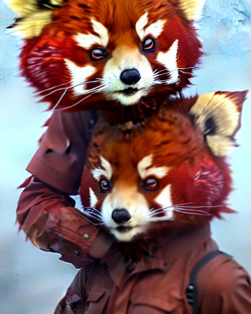 Image similar to character concept art of a cute young male anthropomorphic furry red panda | | cute - fine - face, pretty face, key visual, realistic shaded perfect face, fine details by stanley artgerm lau, wlop, rossdraws, james jean, andrei riabovitchev, marc simonetti, and sakimichan, trending on artstation