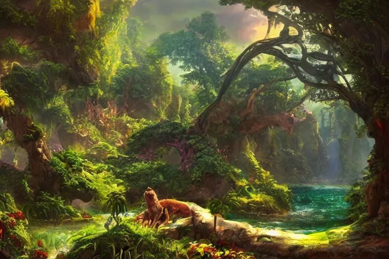 Image similar to garden of eden, fantasy artwork, award winning, very very very very very beautiful scenery, artstation