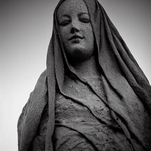 Image similar to The Veiled Woman, Statue by Giovanni Strazza, photograph, amazing detail, #wow