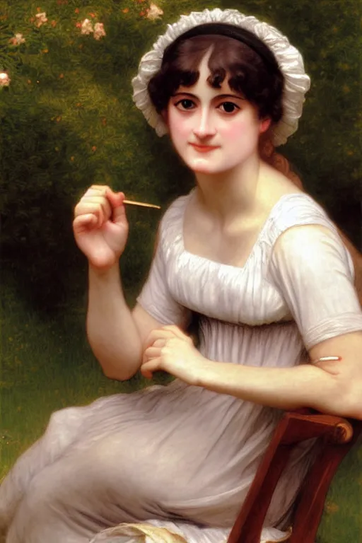 Image similar to jane austen blondie, painting by rossetti bouguereau, detailed art, artstation