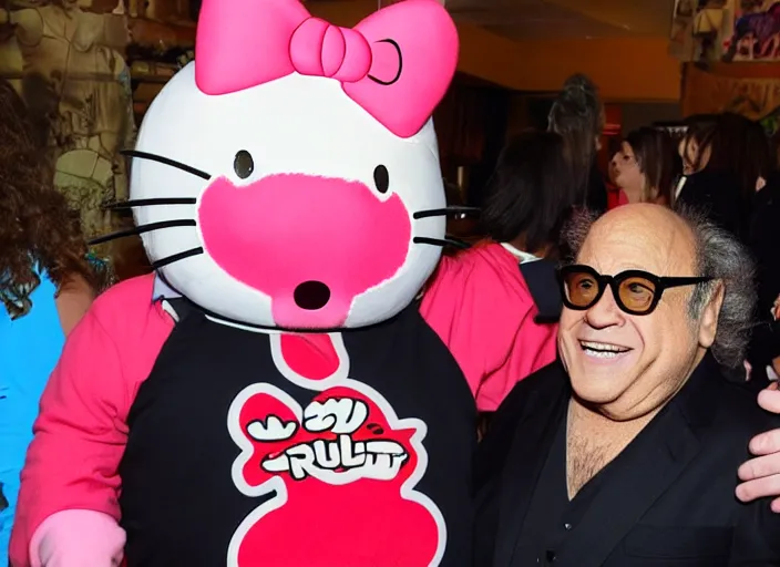 Image similar to danny devito hello kitty