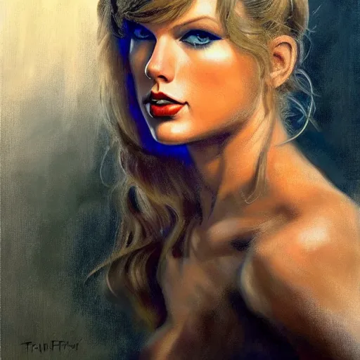 Image similar to ultra realistic portrait painting of taylor swift as a prison convict, art by frank frazetta, 4 k, ultra realistic, highly detailed, epic lighting.