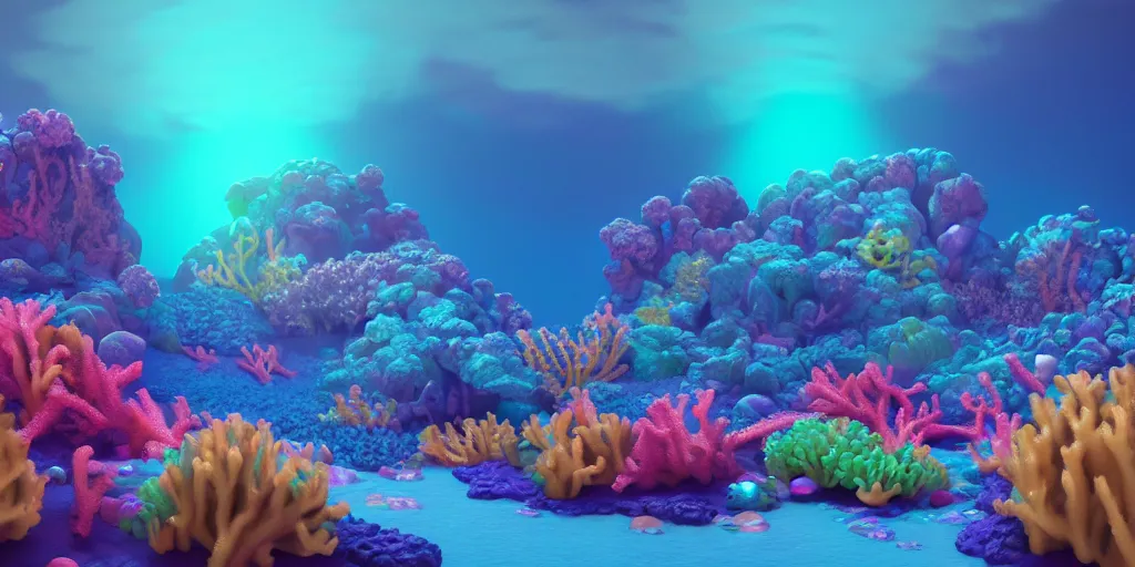 Image similar to majestic neon glowing coral reef, masterpiece painting by fabian jimenez and Jonathan solter, hyper realism, octane render