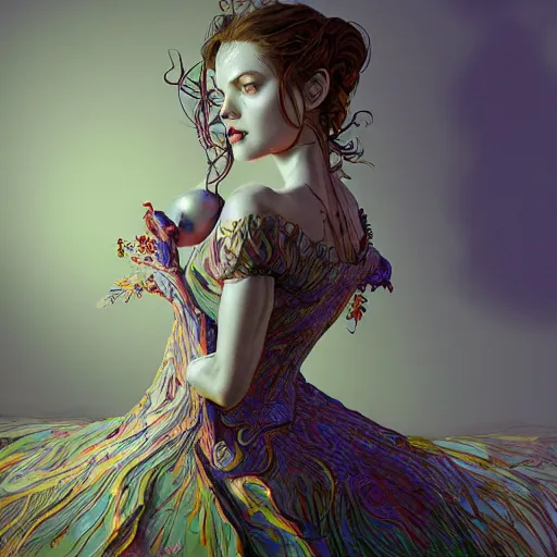 Image similar to the portrait of a blueberry that resembles an absurdly beautiful, graceful, elegant, sophisticated model woman, an ultrafine hyperdetailed illustration by kim jung gi, irakli nadar, intricate linework, bright colors, octopath traveler, final fantasy, unreal engine 5 highly rendered, global illumination, radiant light, detailed and intricate environment