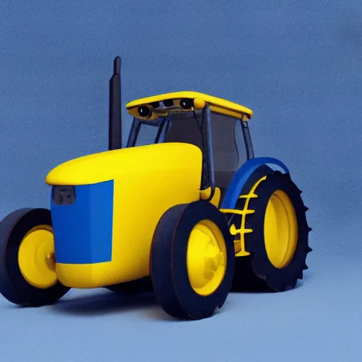Prompt: a tractor with a ukrainian blue and yellow flag by goro fujita, 3 d octane render