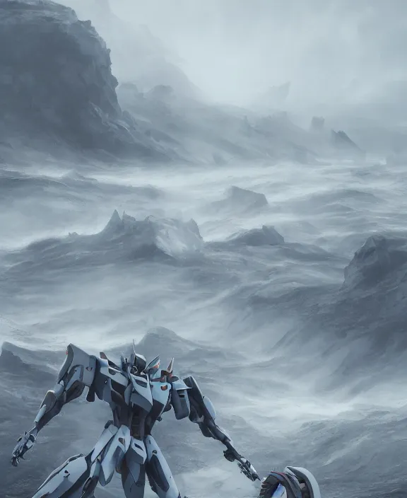 Prompt: surreal romantic mecha covenant gundam horizontal building, futuristic berserk white architecture in the beach in iceland, foggy, highly detailed, digital painting, arstation, concept art, hyperealistic octane render, unreal engine, by ruan jia