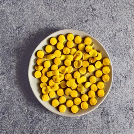 Image similar to yellow pills on a small plate