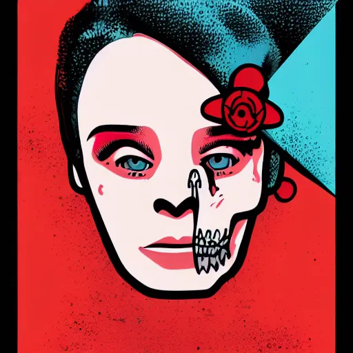 Image similar to portrait skull disney girl by petros afshar, tom whalen, laurie greasley, war face by greg rutkowski