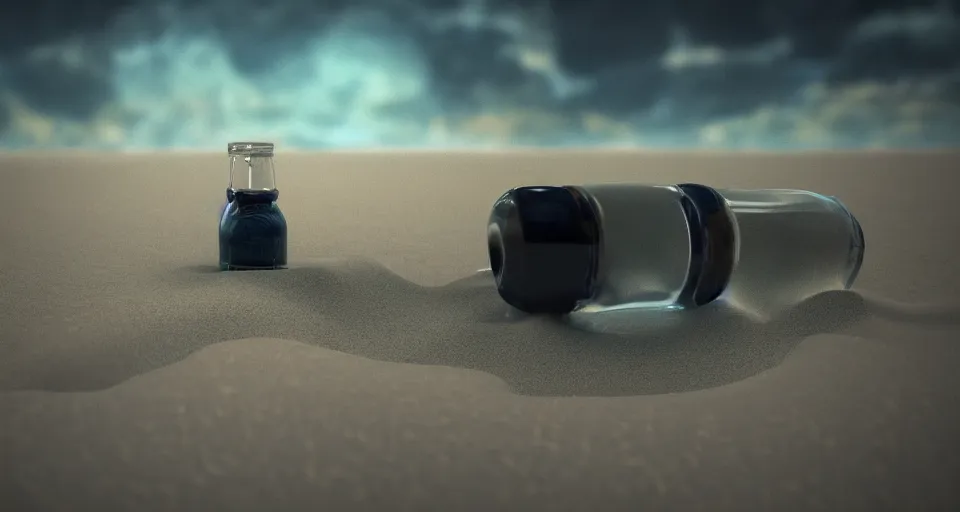 Image similar to the universe inside of a bottle on the beach, octane render, hyper detailed, cinematic composition, cinematic