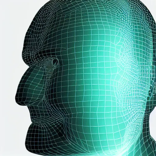 Image similar to a 3d human head made up of shiny holograms