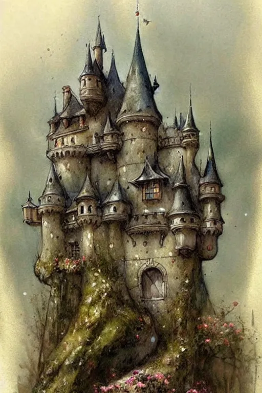 Image similar to (((((1950s fairy tale castle . muted colors.))))) by Jean-Baptiste Monge !!!!!!!!!!!!!!!!!!!!!!!!!!!