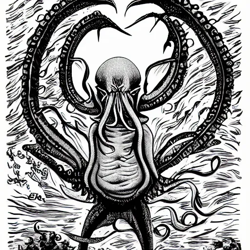 Prompt: cthulhu in the style of junji ito