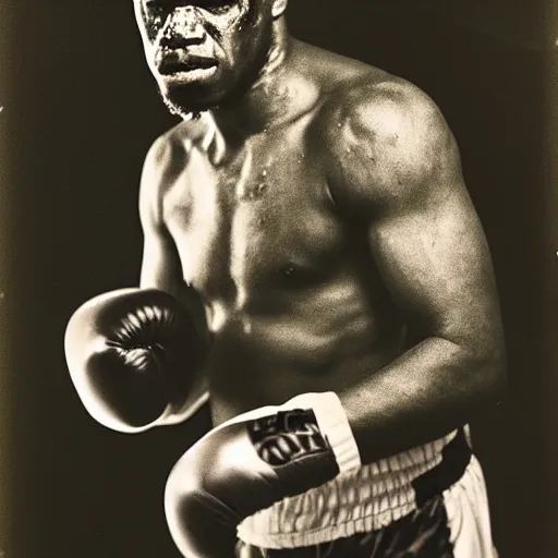 Image similar to close up portrait of boxer after boxing with brews blood sweating, photography photojournalism, very grainy image, 80mm lens, polaroid, very sharp