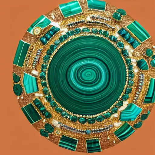 Image similar to photo of a malachite shield with jewels