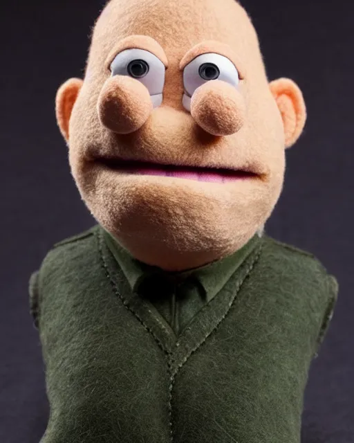 Image similar to hank schrader as a muppet. highly detailed felt. hyper real photo. 4 k.