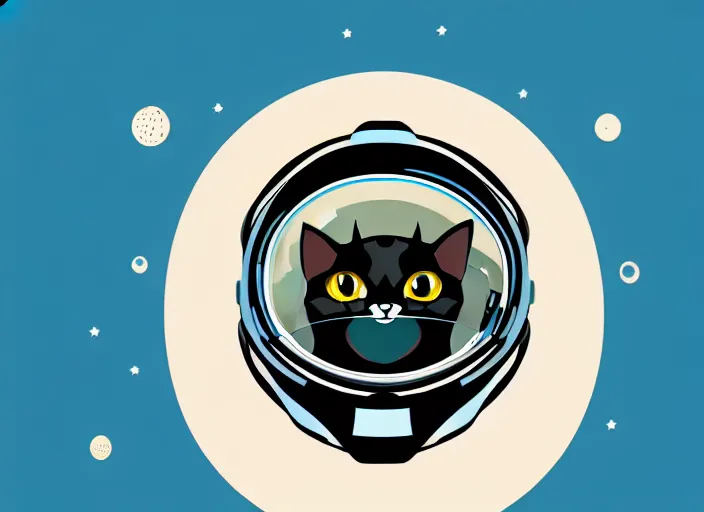 Image similar to digital art vector cat with space helmet scifi!!! detailed wallpaper trending on artstation