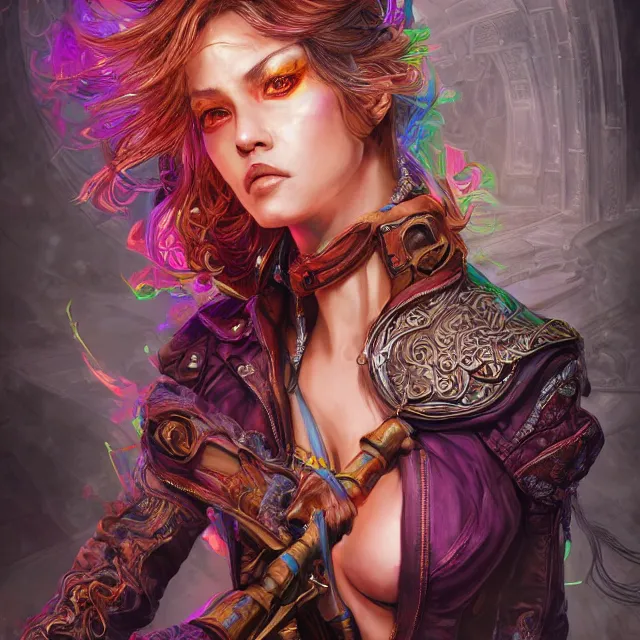 Prompt: the portrait of chaotic neutral semi - colorful female rogue assassin as unimaginably beautiful, gorgeous, elegant, young woman, an ultrafine hyperdetailed illustration by kim jung gi, irakli nadar, intricate linework, bright colors, octopath traveler, final fantasy, unreal engine 5 highly rendered, global illumination, radiant light, detailed and intricate environment