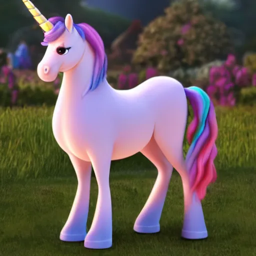 Prompt: an unicorn as a pixar character, high details