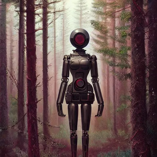 Image similar to sentient android made of wood, by ivan shishkin and beeple, trending on artstation a complex sci - fi painting by gerald brom, trending on artstation a child