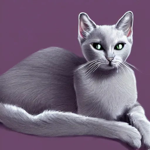 Image similar to a gray cat with completely purple eyes in a palace, digital Painting, ultradetailed, artstation, oil Painting, ultradetailed, artstation