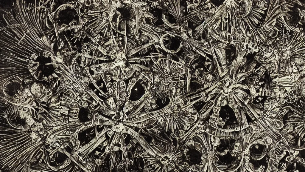 Prompt: beautiful macro photo of a coronavirus as a piece on a chessboard, dark, sinister, detailed, high contrast, art by Ernst Haeckel and Greg Rutkowski