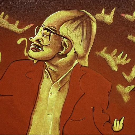 Image similar to Cave painting of Stephen Hawking