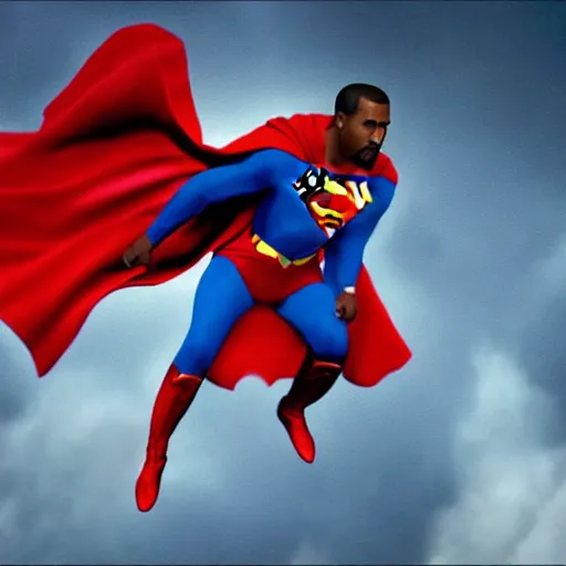 Prompt: Kanye West as superman 4k quality super realistic