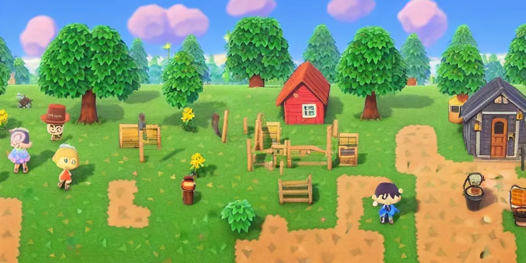 Image similar to cottagecore animal crossing, stardew valley, moss, plants, cute, friendly