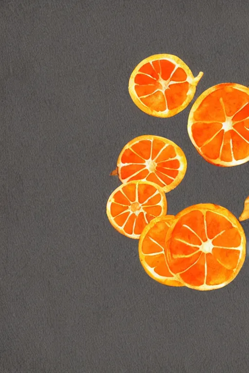 Prompt: minimalist watercolor art of dried orange slices on white background, illustration, vector art