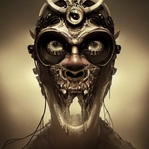 Image similar to Very very very very highly detailed epic central composition photo of demonic face with baseball mask, intricate, dystopian, sci-fi, extremely detailed, digital painting, artstation, concept art, smooth, sharp focus, illustration, intimidating lighting, incredible art by Anna Dittmann, Anton Pieck, Octane render in Maya and Houdini