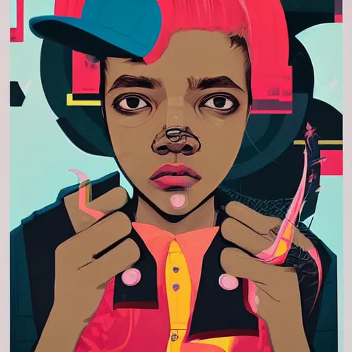 Prompt: Hip Hop profile picture illustration by Sachin Teng, asymmetrical, Organic Painting , geometric shapes, hard edges, energetic, graffiti, street art:2 Highly Detailed, Masterpiece, by Sachin Teng:6